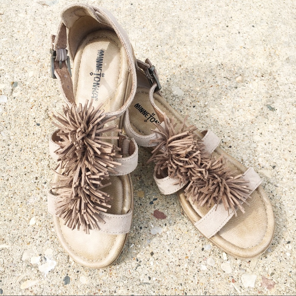 Minnetonka Leather Pom Pom Sandals - Picture 7 of 7